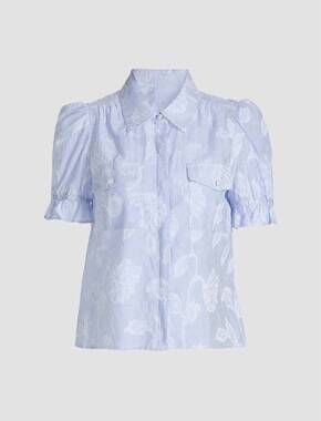 NEW GENERATION LOVE women's mina floral stripe top in light blue/white